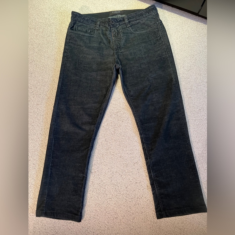 Mens Transit Uomo Black Corduroy Chino Pants Size M